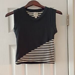 Black and White Striped Women's Top